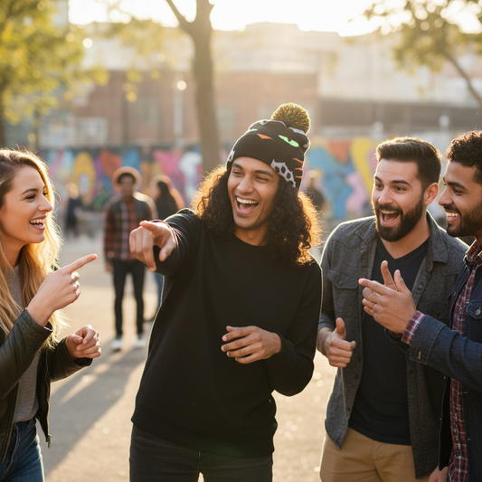 Bad Kitty beanie social outdoor lifestyle shot