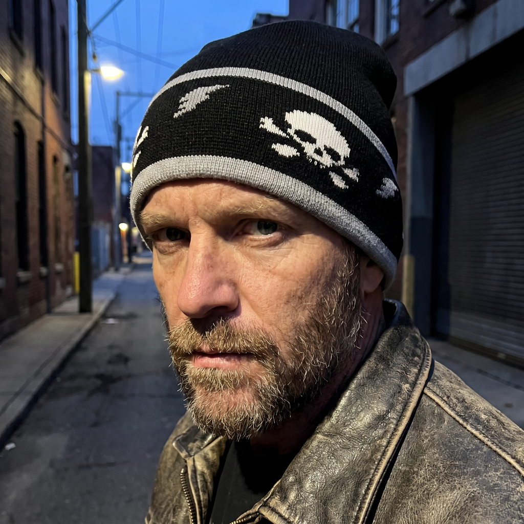 man in skull beanie