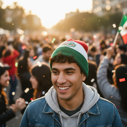 Mexico Flag beanie crowd lifestyle shot