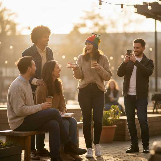 Pinwheel beanie social lifestyle shot