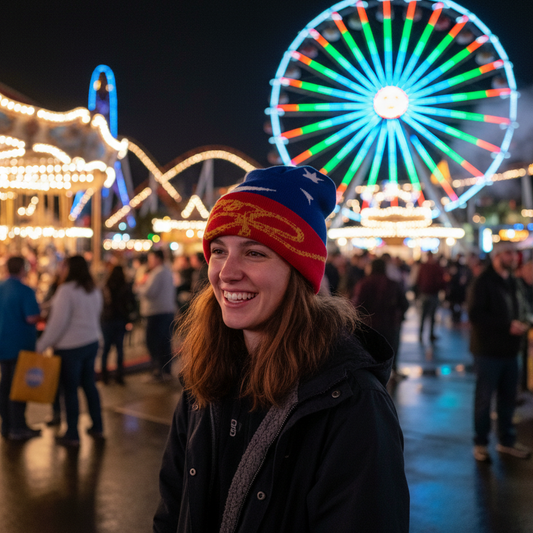 Sorcerer beanie nighttime theme park lifestyle image