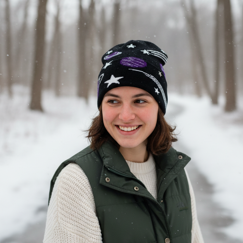 Space beanie lifestyle photo