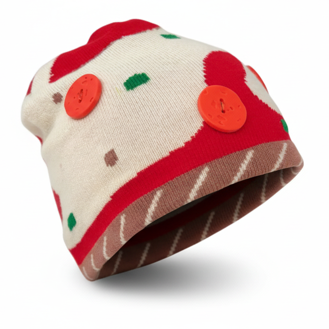 Colorful pizza themed hat with buttons