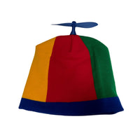 Colorful hat with a blue brim on a white background