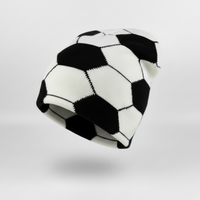 Black and white checkered beanie on a light gray background