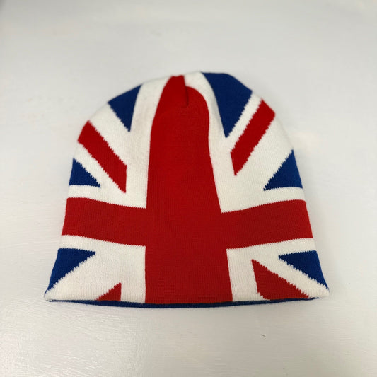 Beanie with Union Jack design on a white background