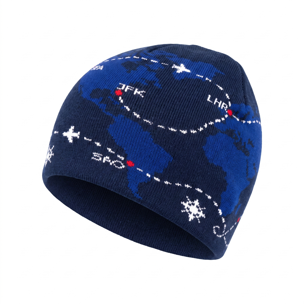 Beanie with airline routes