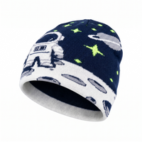 beanie with space-themed design on a white background