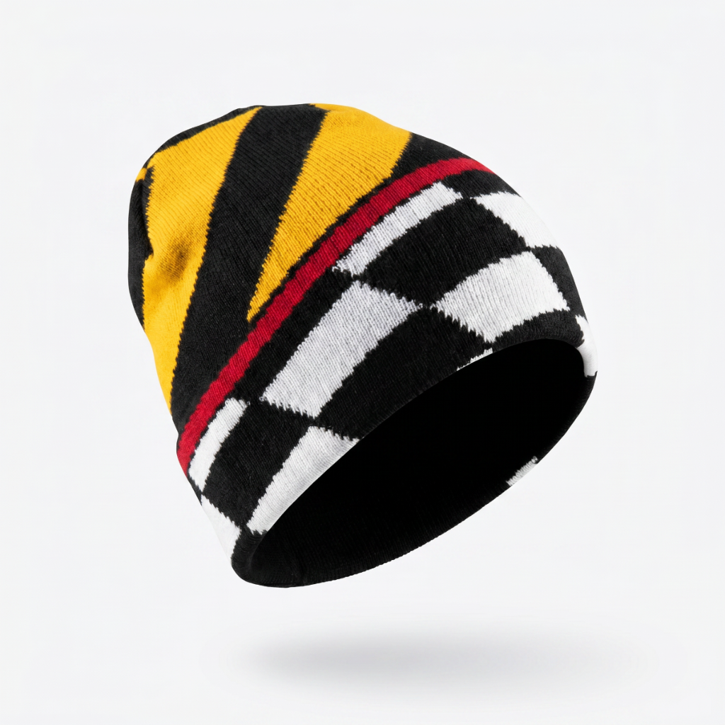 checkered flag racing beanie