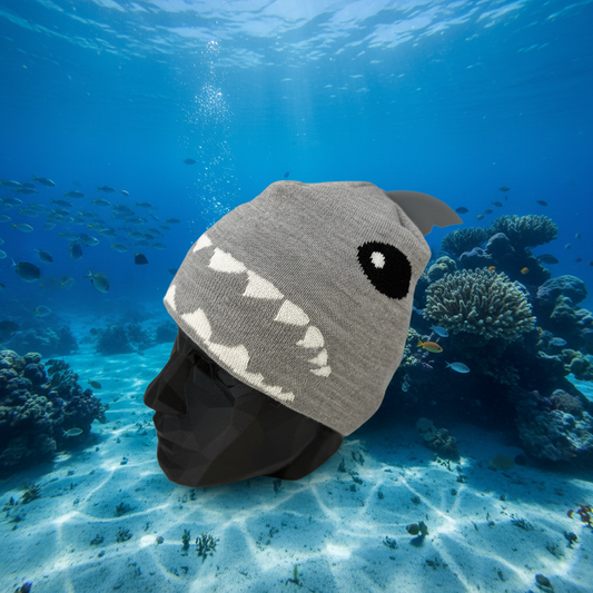 Shark beanie with ocean background