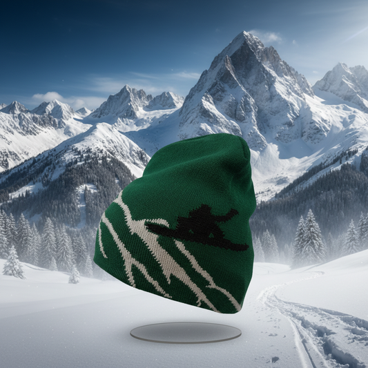 Snowboard Beanie with Mountain Background