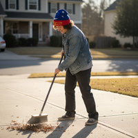 Sorcerer beanie driveway sweeping lifestyle image